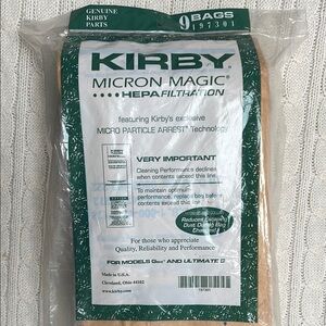 Kirby 197301 Micron Magic HEPA Filtration Bags open bag 8 bags in this lot